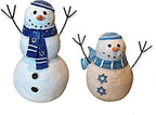S/2 Hanukkah Jewish Snowman Figurine Collectible Decor Winter Decoration 7.5" & 5.5" (Snowmen Set) by STC+World