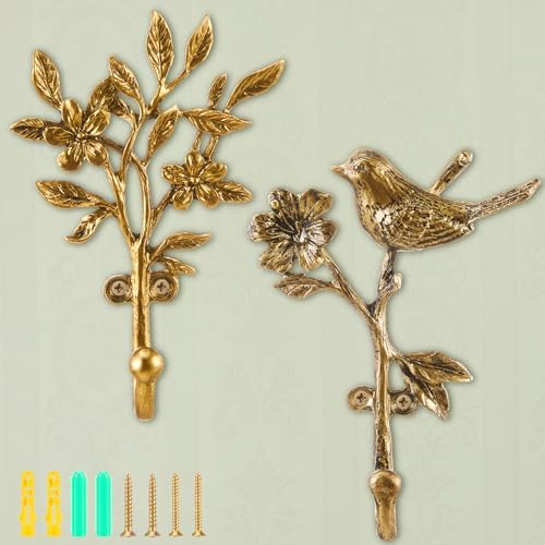 2 Pack Vintage Bird Hooks for Wall Decorative Hooks,5.5 to 5.9 in by Unknown