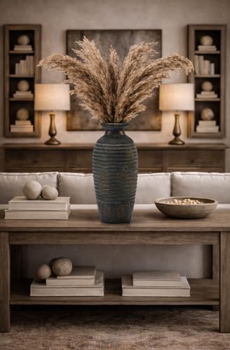 Emotionally Grounded Vase, Vaseking Large Ceramic Rustic Vase, 14.4 inch Minimalist Threaded Decorative Farmhouse Tall Vases for Home Decor, Living Room, Enterway, Table Decoration, Bronze - Image 5