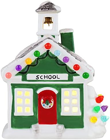 Mr. Christmas Ceramic Village School LED Decoration, 6 Inch by MrChristmas