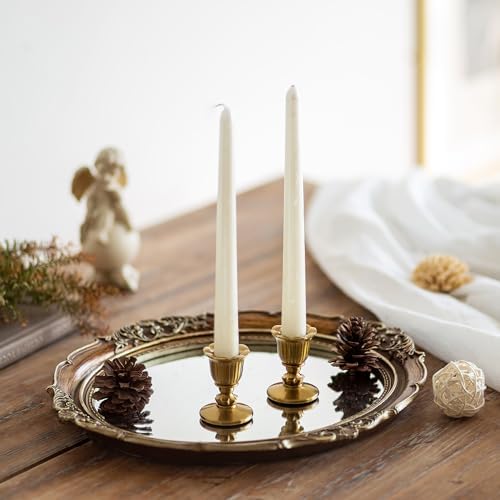 Vintage Candlestick Candle Holders Brass - Romadedi Taper Gold Candle Stick Victorian Style for Table Centerpiece Wedding Reception Festive Christmas Mantel Decoration or Home Decor Set of 12 - Image 3