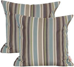 Outdoor/Indoor Sunbrella Throw Pillow Cover Only Square Set of 2 Pieces 16 inch x 16 inch Brannon Whisper Stripe - Insert Not Included by Unknown