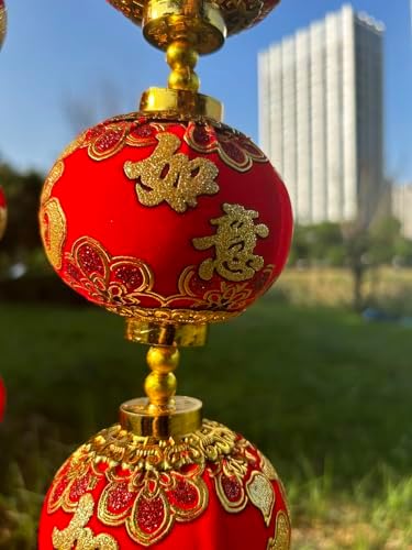 2String 10PCS 40Inch Red Flannel Chinese Tassel Lantern Chinese New Year Decorations for Party Wedding Supplies Spring Festival Decorations Mid-Autumn Moon Festival Wedding Party Ornaments - Image 3