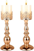 Candle Holders for Pillar Candles Gothic Gold Vintage Tall Candle Holders Set of 2 Decorative Large Table Centerpieces Candle Stand Decor (Gold 2PCS A) by DRELIFAM