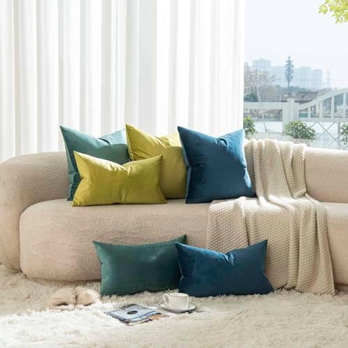 JUSPURBET 28x28 Euro Velvet Throw Pillow Covers Set of 2,Emerald - Image 2