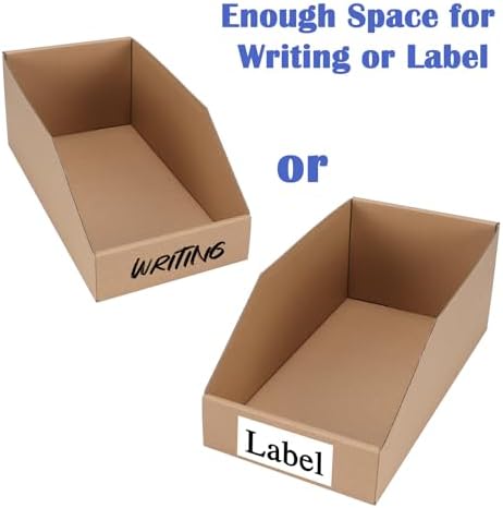 EXYGLO Cardboard Storage Bins 35 Pack, 12x6x4.5 Inch Cardboard Boxes, Corrugated Organizer Bins for Pantry, Shelves, Garage, Office, Shop, Brown - Image 3