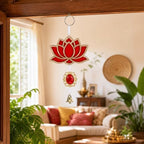 15 Pcs Lotus Flower Decor for Diwali Pooja, Bell Style Indian Floral Garlands, Wall Hanging, Indian Decor for Home, Temple, Pooja Wood Backdrop, Dropper Showpiece. - Image 6