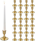 zeochyni 24 Pcs Brass Gold Taper Candle Holders Bulk for Wedding, Party by zeochyni