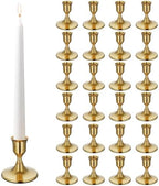 zeochyni 24 Pcs Brass Gold Taper Candle Holders Bulk for Wedding, Party by zeochyni
