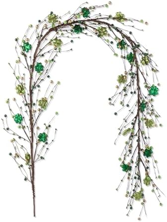 Glitzhome 6ft St. Patrick's Garland Decorations Shamrock Garland with Berry Picks for St. Patrick's Day Party Holiday Fireplace Mantel Front Door Table Decor by Glitzhome