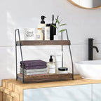 Gurfuy Bathroom Vanity Organizer 2-Tier Wood Countertop Storage Counter Shelf for Makeup Skincare Perfume Jewelry Tray Spice Rack Brown - Image 7
