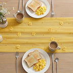 Artoid Mode Yellow Flower Pearl Yellow Gauze Table Runner 10FT 3PC, Seasonal Sheer Dining Holiday Wedding Birthday Baby Shower Table Decor for Home Party - Image 4