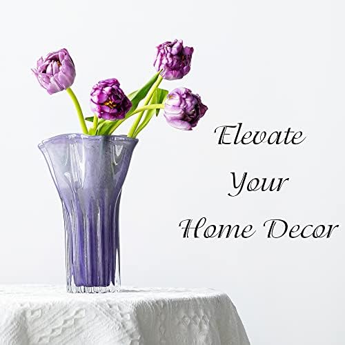 8'' Blown Glass Flower Vase, Decorative Modern Vase Centerpieces (Purple) - Image 3