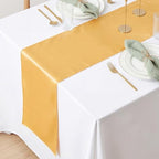 24 Pack Gold Satin Table Runners 12 x 108 Inch Reusable Seamless Design - Image 5