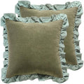 patdrea Vintage Green Linen Throw Pillow Covers,Set of 2,22"x22"-Kubum by patdrea