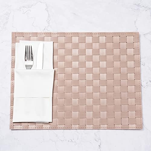 Restaurantware Rectangle Sand Woven Placemat, 16 x 12 in, 6 Pack - Image 3