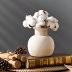 SIDUCAL Ceramic Rustic Farmhouse Vase | 6 Inch Pottery Decorative Boho Flower Vase for Home Decor, Table, Living Room, Bathroom Decoration, Shelf Decor, Mantel, Wedding, White - Image 6