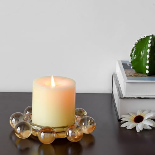 Crystal Candle Holders Pillar Candlestick Decorations for Home Party Dinner Christmas, Suitable for Large Cylindrical Candles, Champagne Color - Image 3