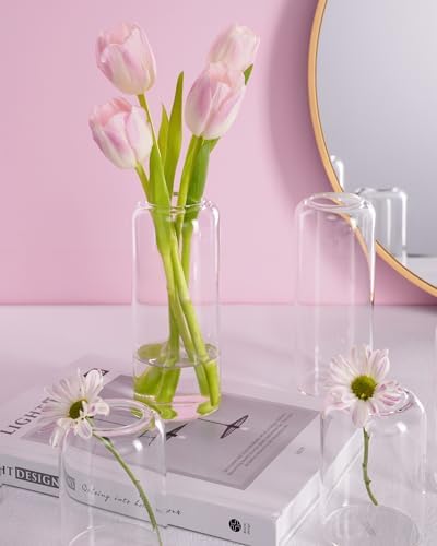 ZENS Bud Vases in Bulk Set of 12, Modern Small Glass Vases for Flower Clear Bud Vases for Wedding Centerpiece, Blown Thicker Small Vase for Flowers, Wedding Party Decorative, Home Bathroom Decor - Image 6