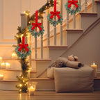 Knitgrip 8 Pcs Mini Christmas Kitchen Wreath with Red Bow Pine Cone Decor - Image 4