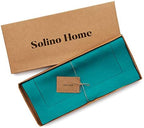 Solino Home 100% Pure Linen Table Runner Teal Hemstitch, 14 x 156 in - Image 5