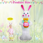 10FT Easter Inflatables Bunny Holding Easter Egg Decoration, Easter Blow up Yard Decoration White Rabbit Inflatable Built-in 3 LED for Easter Party Holiday Indoor Outdoor Yard Garden Decor - Image 2