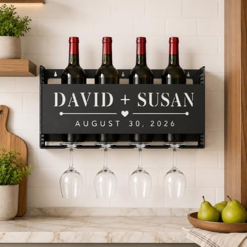 Personalized Wine Rack Wall Mounted with Glass Holder - Image 2