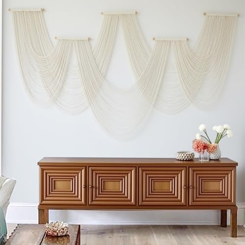 Macrame Wall Hanging Ivory Handmade Geometric Wall Art Fiber Woven Decor by IOWER