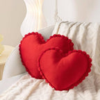 AELS Heart Shaped Pillow, Set of 2, Velvet Throw Pillows, Soft Velvet Love Pillows with Faux Fur Pom Poms, 20 & 16 Inches, Cute Valentines Day Decorations, Wedding Decor, Red - Image 6