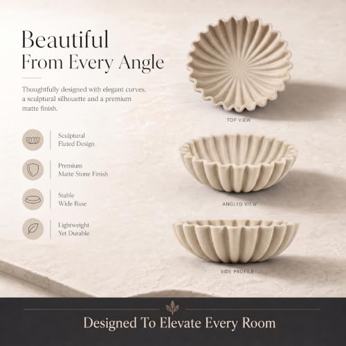 Decorative Marble Fruit Bowl For Kitchen Counter Or Table Decor – Premium Resin Large Key Bowl Elevates Your Modern/Farmhouse Home Decoration, Showcasing Fruit or Seasonal Centerpieces in Style - Image 5