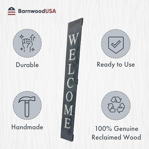 BARNWOODUSA Wooden Welcome Sign for Front Door 5 Foot, 5-Foot, SlateBlue - Image 6