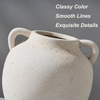 PORCER Ceramic Vase, 5.8 Inch Terracotta Vase with Handles, Boho Decor Decorative Vase, Rustic Vase for Home Decor, Farmhouse, Living Room, Table - Beige - Image 5