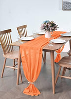 Pufogu 10 Pack 10Ft Orange Chiffon Table Runner Sheer 29x120 Inch - Image 5