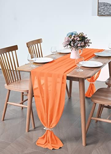 Pufogu 10 Pack 10Ft Orange Chiffon Table Runner Sheer 29x120 Inch - Image 5