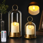 Brass Hurricane Handmade Sturdy Glass Dome Candle Holders with Glass Cover by Busplhe