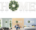 MAYICIVO Modern Wooden Home Sign with Artificial Eucalyptus Wreath, White and Beige, 13.81 inches Diameter, Wall Mount, MDF Wood, Plastic by MAYICIVO