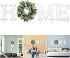 MAYICIVO Modern Wooden Home Sign with Artificial Eucalyptus Wreath, White and Beige, 13.81 inches Diameter, Wall Mount, MDF Wood, Plastic by MAYICIVO