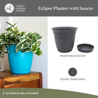 The HC Companies Eclipse Round Planter Pot, 10 Inch, Warm Gray, 2-Pack - Image 2