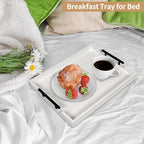 SXNOWS Wood Serving Tray with 2 Sets of Handles,White - Image 5