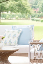 Hofdeco Premium Coastal Patio Indoor Outdoor Throw Pillow Cover Only, 18"x18" Water Repellent for Backyard, Couch, Baby Blue Green Floral with Piping - Image 2