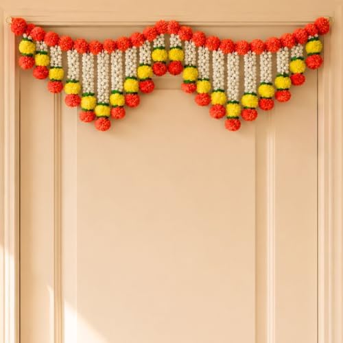LoveNspire 3 Feet Marigold Tuberrose Door Toran Hanging Valance Festival Marigold Garland Window Indoor Outdoor Decor Bandarwal Pooja Wedding Favor Diwali Decor by LOVENSPIRE