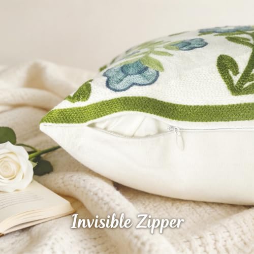 Alysheer Embroidered Decorative Throw Pillow Cover 20"x 20" Set of 2, Blue - Image 5