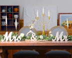 Canlierr 2 Pcs Large Mr & Mrs Sign with Artificial Flower Garland, White - Image 4