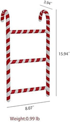 Rustic Mini Christmas Ladder Ornaments Vintage Metal Xmas Candy Cane Stripes Ladder Hanging Decor for Christmas Tree Door Indoor & Outdoor Home Porch Festive Displays Decorations Red and White - Image 2