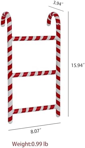 Rustic Mini Christmas Ladder Ornaments Vintage Metal Xmas Candy Cane Stripes Ladder Hanging Decor for Christmas Tree Door Indoor & Outdoor Home Porch Festive Displays Decorations Red and White - Image 2