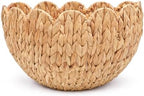 Hanging Wall Basket, Handwoven Water Hyacinth Scalloped Basket, Decorative Wall Organizer and Planter for Entryway Mail Plants Bathroom, Natural Color, 16" D x 10" W x 7" H by Home