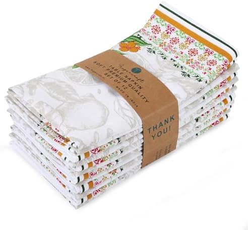FINGERCRAFT Cloth Napkins Set of 12 Cotton Linen, 20x20 Inch, Lemon - Image 2