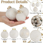 Yunlly 18 Pcs Neutral Christmas Ball Ornaments Ivory Xmas Tree Decor - Image 3
