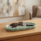 YKAJO Cloud Jade Oval Marble Tray, 9.8x4.7 Vanity Perfume Organizer Dish - Image 7