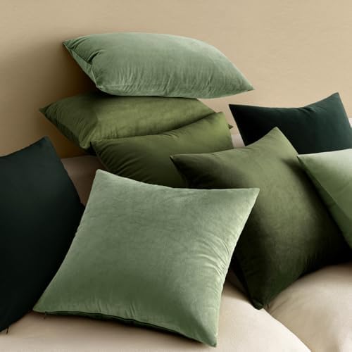MIULEE 24x24 Inch Pack of 2 Euro Velvet Throw Pillow Covers Army Green - Image 4